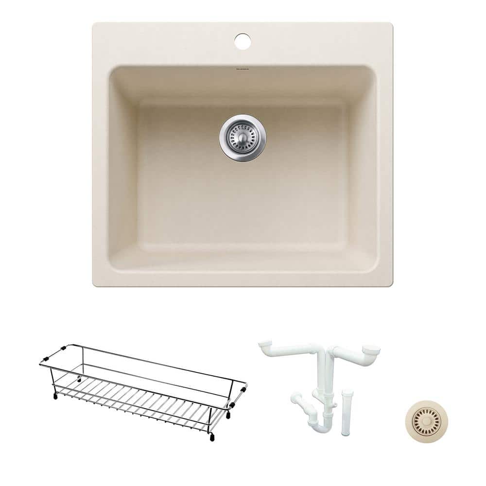Blanco Liven 25" Granite Laundry Utility Sink Kit in Soft White