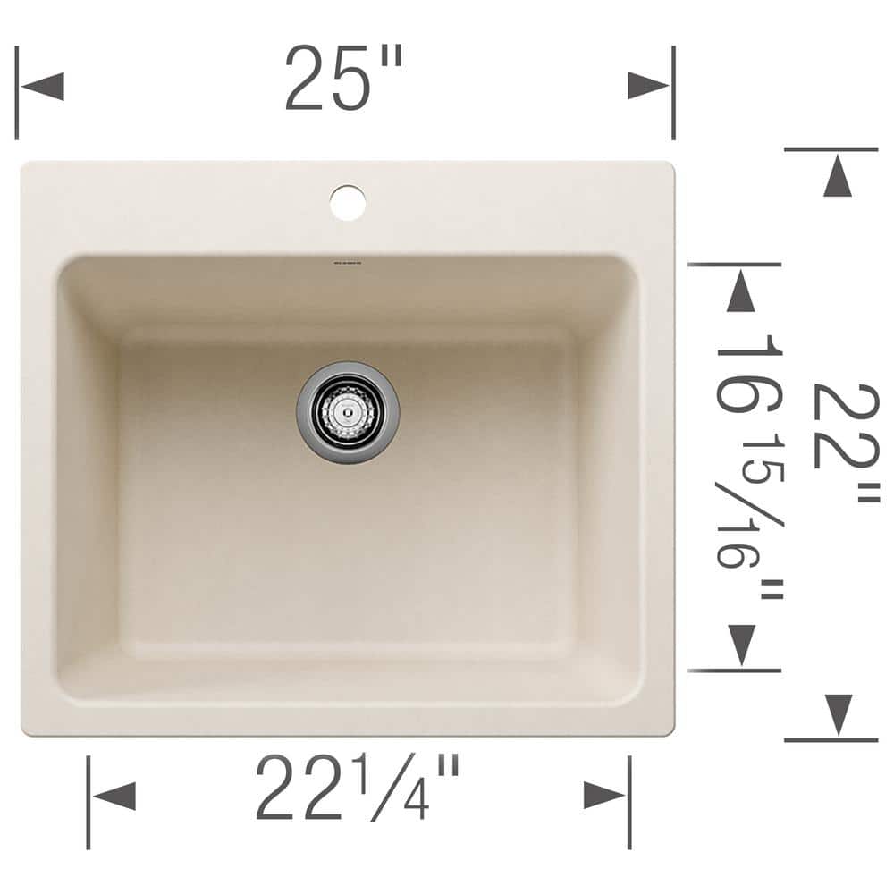 Blanco Liven 25" Granite Laundry Utility Sink Kit in Soft White