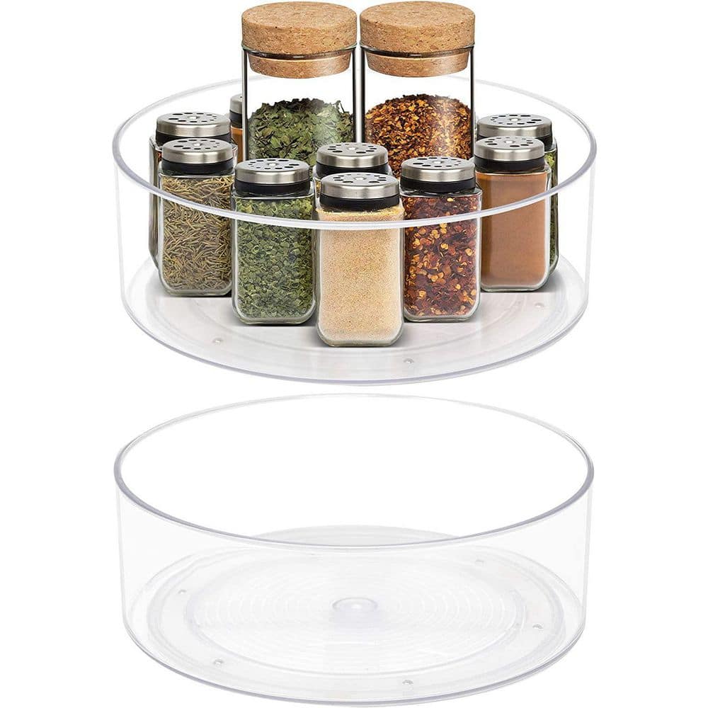 Sorbus 2 Pack 9 in Clear Plastic Round Rotating Organizers Refrigerator Lazy Susan Turntable
