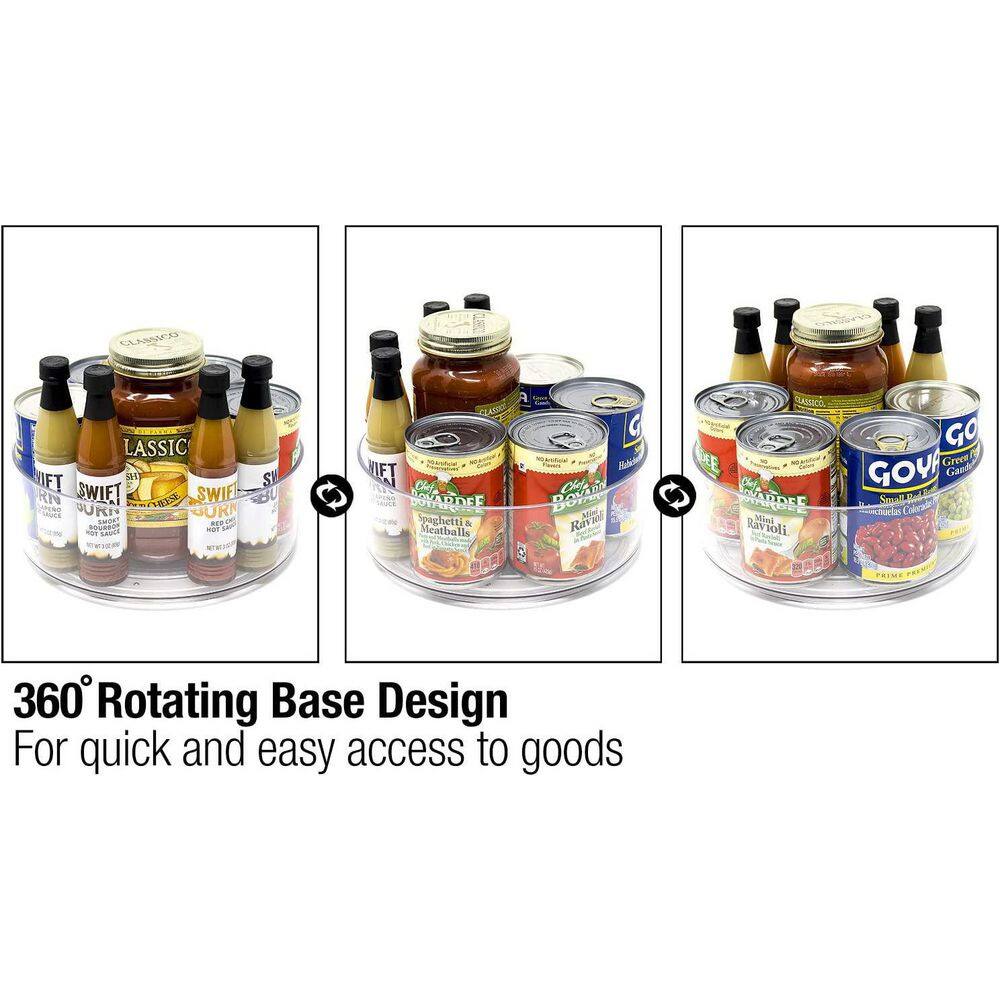 Sorbus 2 Pack 9 in Clear Plastic Round Rotating Organizers Refrigerator Lazy Susan Turntable