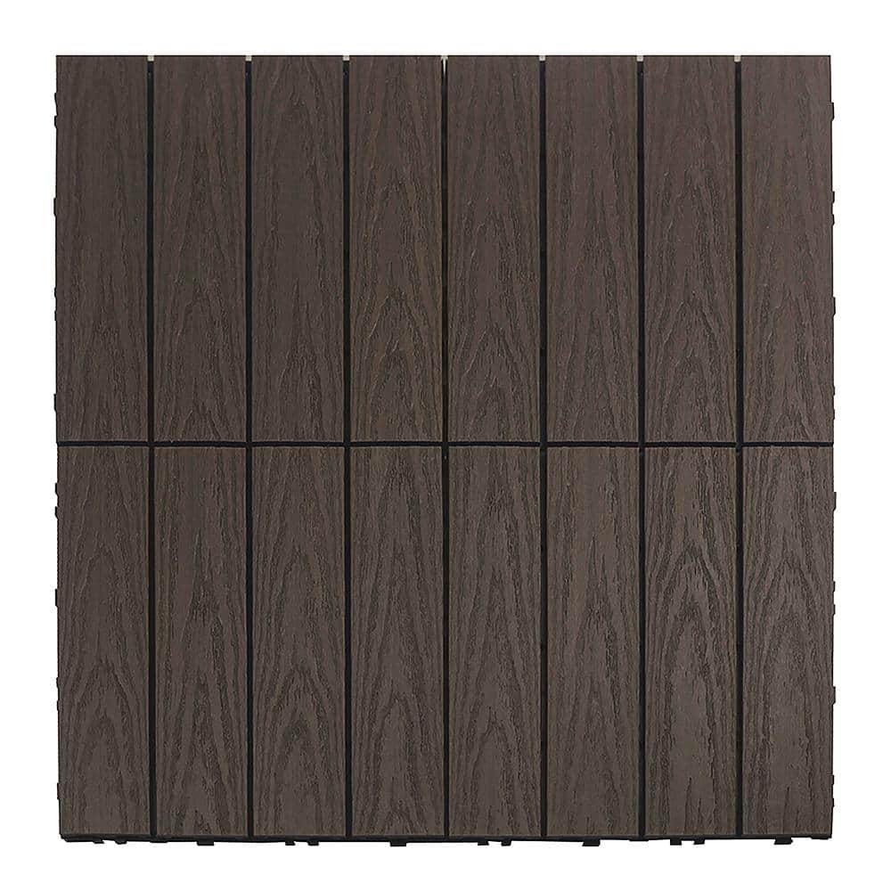 NewTechWood UltraShield Naturale 1 ft. x 1 ft. Quick Deck Outdoor Composite Deck Tile Sample in Spanish Walnut