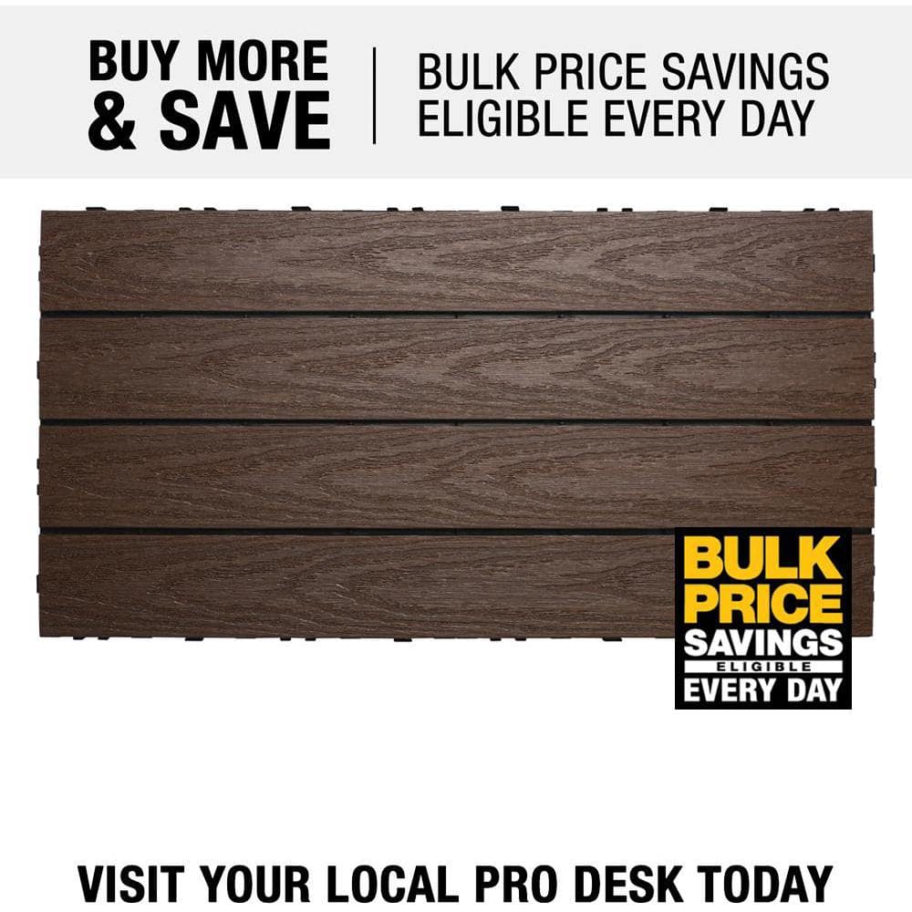 NewTechWood UltraShield Naturale 1 ft. x 2 ft. Quick Deck Outdoor Composite Deck Tile in Spanish Walnut (20 sq. ft. Per Box)