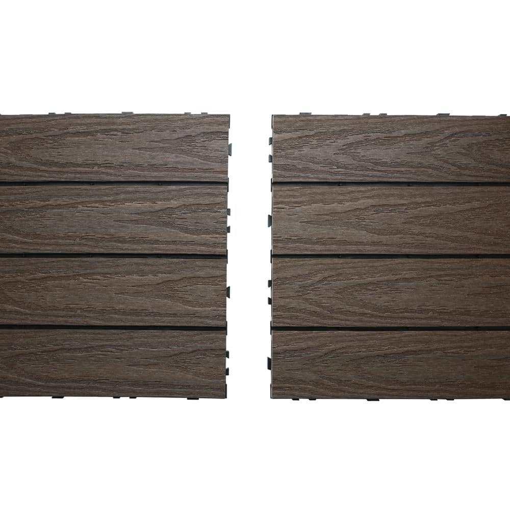 NewTechWood UltraShield Naturale 1 ft. x 2 ft. Quick Deck Outdoor Composite Deck Tile in Spanish Walnut (20 sq. ft. Per Box)