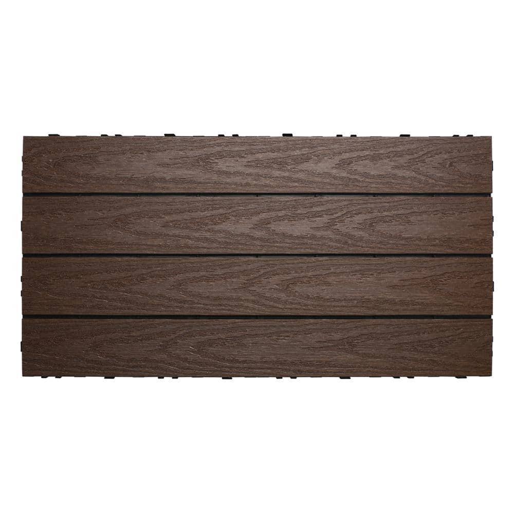 NewTechWood UltraShield Naturale 1 ft. x 2 ft. Quick Deck Outdoor Composite Deck Tile in Spanish Walnut (20 sq. ft. Per Box)