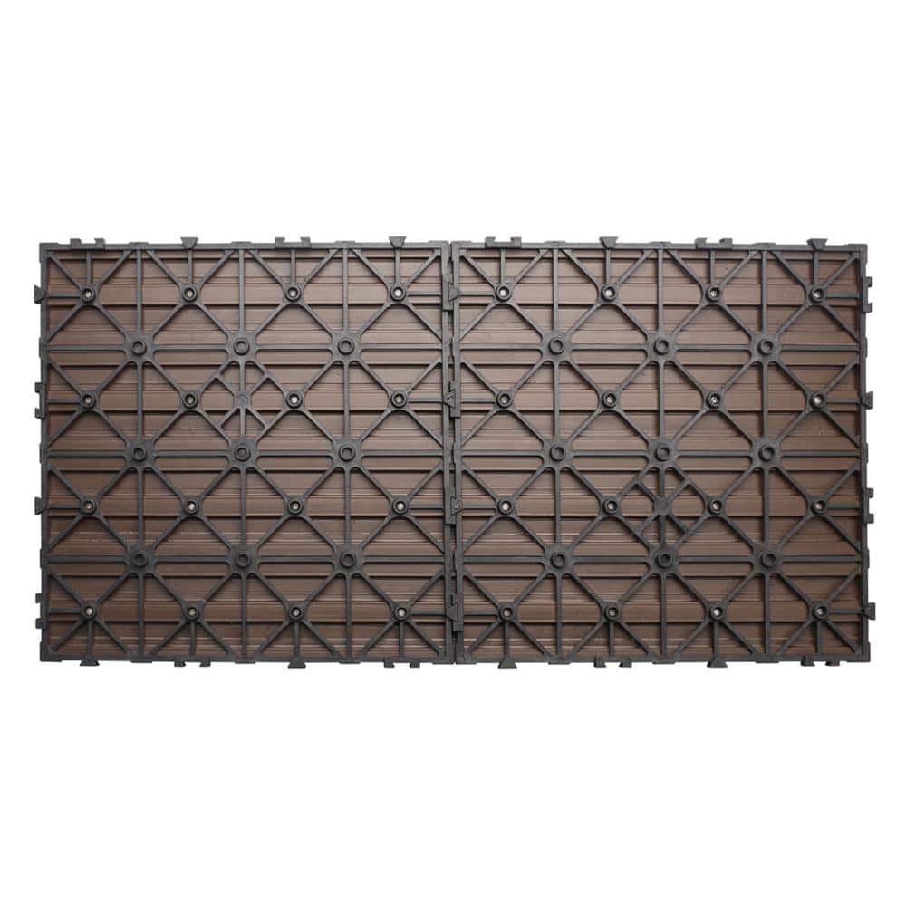 NewTechWood UltraShield Naturale 1 ft. x 2 ft. Quick Deck Outdoor Composite Deck Tile in Spanish Walnut (20 sq. ft. Per Box)