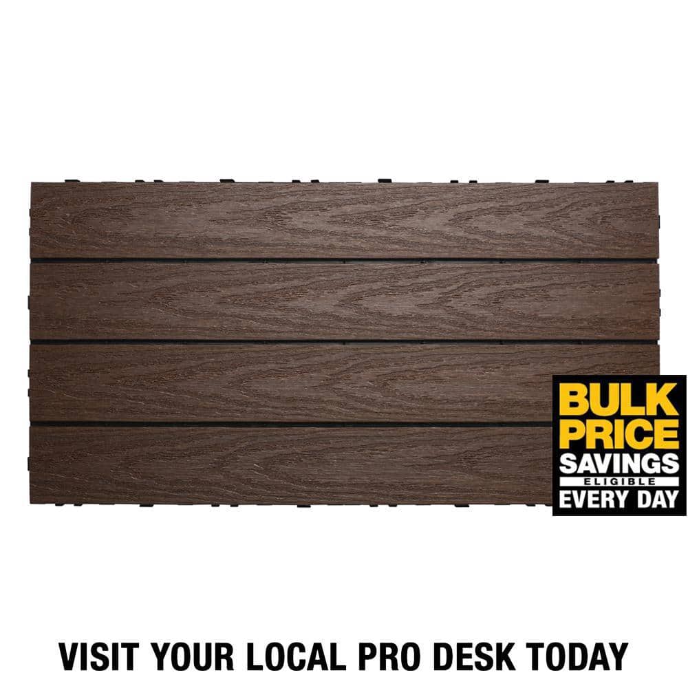 NewTechWood UltraShield Naturale 1 ft. x 2 ft. Quick Deck Outdoor Composite Deck Tile in Spanish Walnut (20 sq. ft. Per Box)