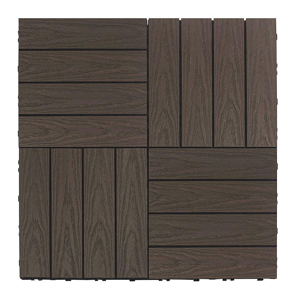 NewTechWood UltraShield Naturale 1 ft. x 1 ft. Quick Deck Outdoor Composite Deck Tile in Spanish Walnut (10 sq. ft. per Box)