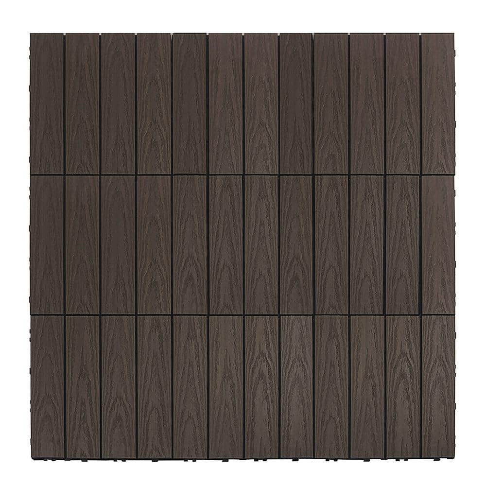 NewTechWood UltraShield Naturale 1 ft. x 1 ft. Quick Deck Outdoor Composite Deck Tile in Spanish Walnut (10 sq. ft. per Box)
