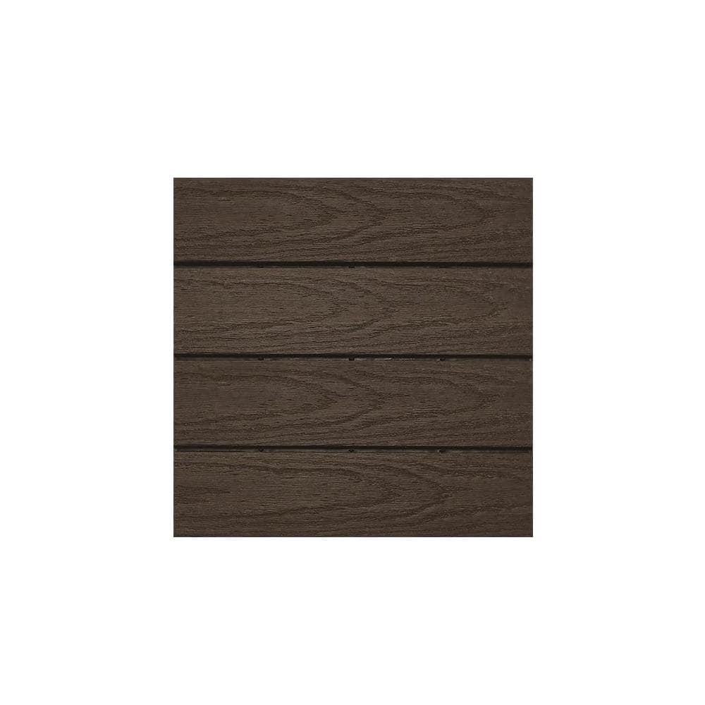NewTechWood UltraShield Naturale 1 ft. x 1 ft. Quick Deck Outdoor Composite Deck Tile in Spanish Walnut (10 sq. ft. per Box)