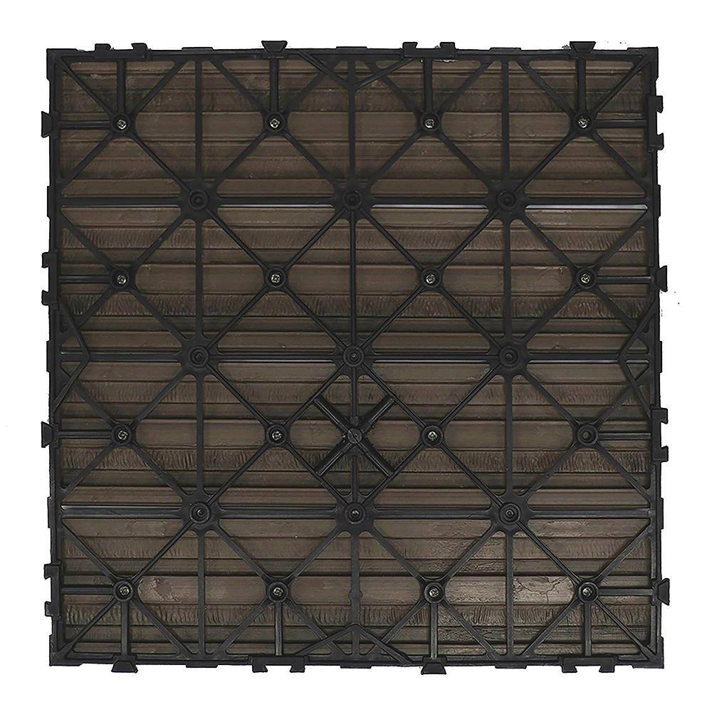 NewTechWood UltraShield Naturale 1 ft. x 1 ft. Quick Deck Outdoor Composite Deck Tile in Spanish Walnut (10 sq. ft. per Box)