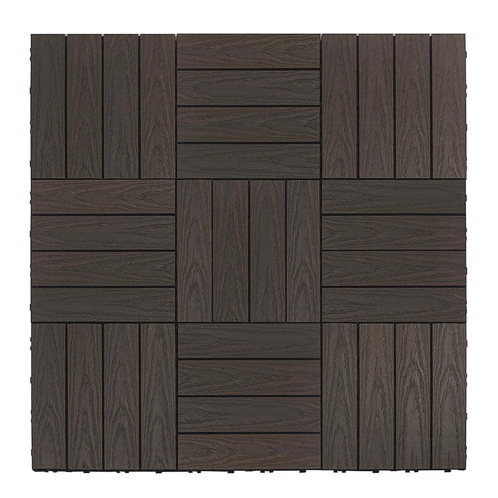 NewTechWood UltraShield Naturale 1 ft. x 1 ft. Quick Deck Outdoor Composite Deck Tile in Spanish Walnut (10 sq. ft. per Box)