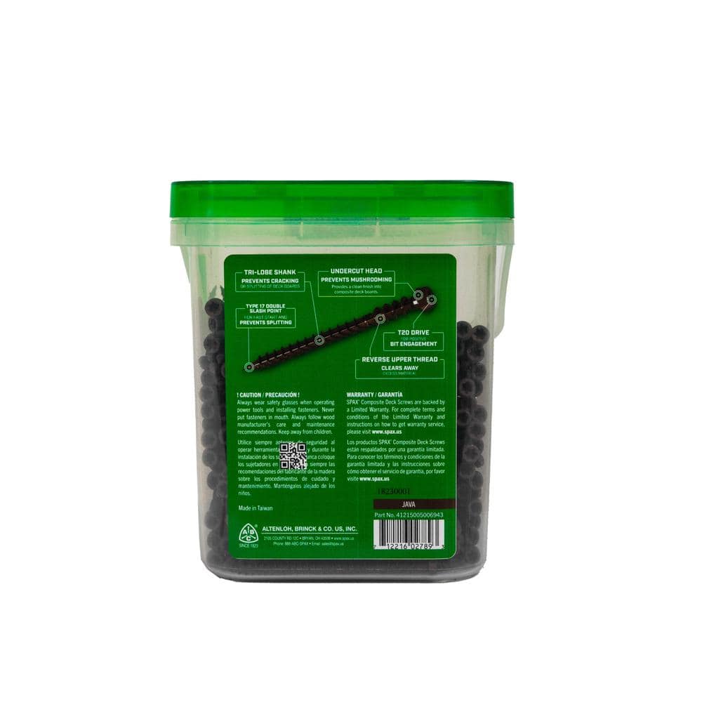 SPAX #10 x 2-3/4 in. Exterior Cylindric Head Composite Deck Screws Java Torx T-Star (350 Each) 5 LB Bit Included