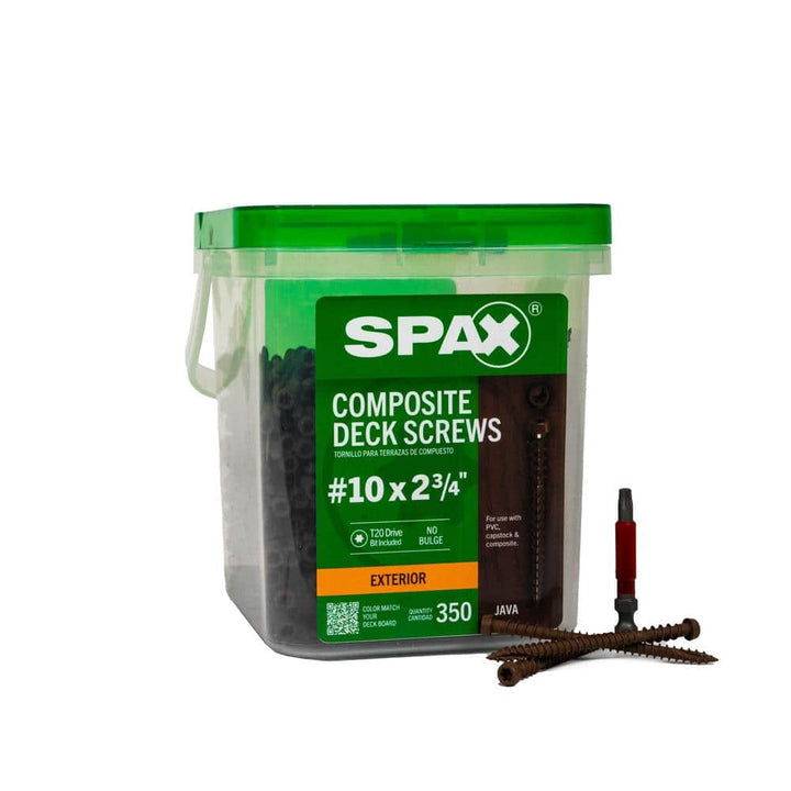 SPAX #10 x 2-3/4 in. Exterior Cylindric Head Composite Deck Screws Java Torx T-Star (350 Each) 5 LB Bit Included