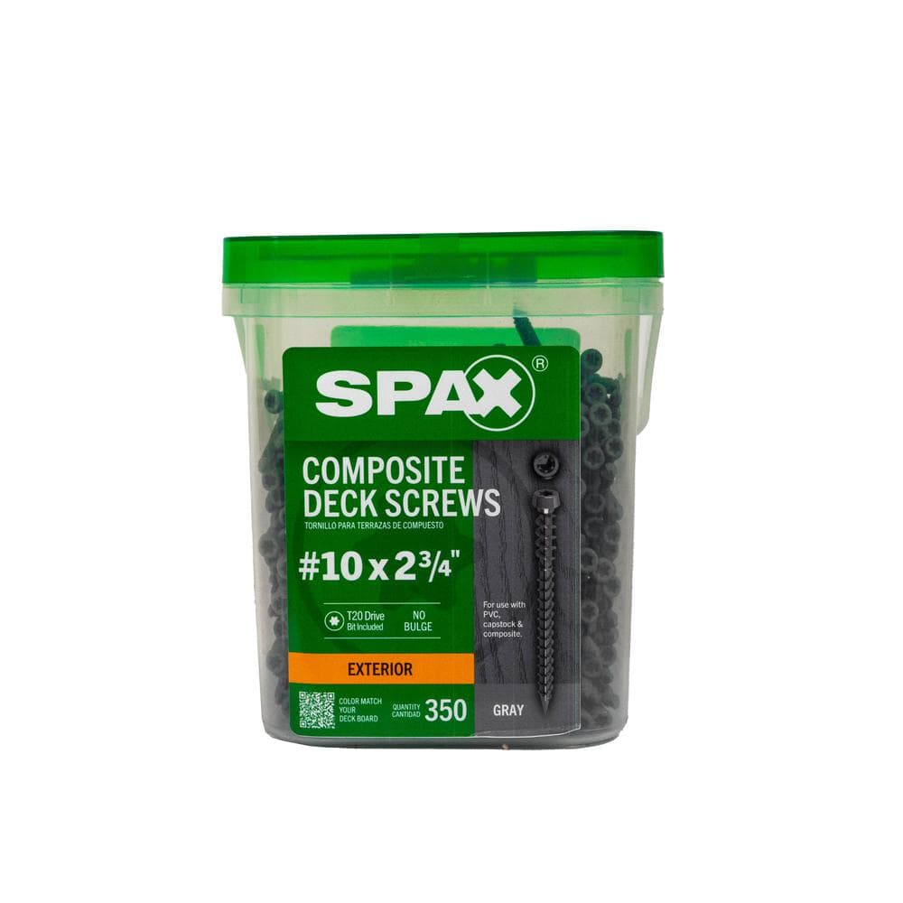 SPAX #10 x 2-3/4 in. Exterior Cylindric Head Composite Deck Screws Gray Torx T-Star (350 Each) 5 LB Bit Included