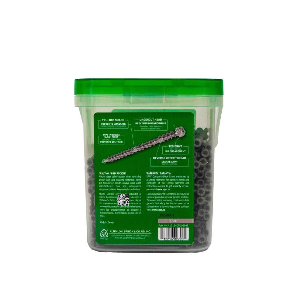 SPAX #10 x 2-3/4 in. Exterior Cylindric Head Composite Deck Screws Pebble Torx T-Star (350 Each) 5 LB Bit Included