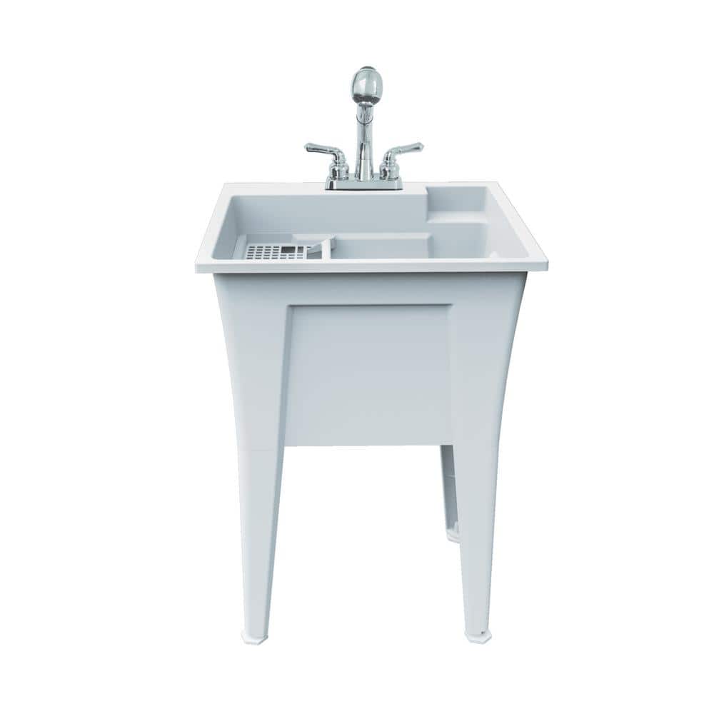 RUGGED TUB 24" x 22" Granite Freestanding Laundry Utility Sink with Pullout Faucet