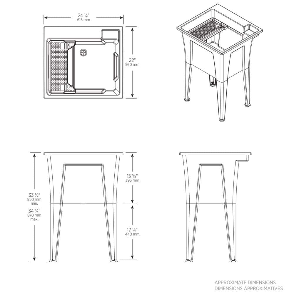 RUGGED TUB 24 in. x 22 in. Granite Freestanding Utility Laundry Sink with Pullout Faucet