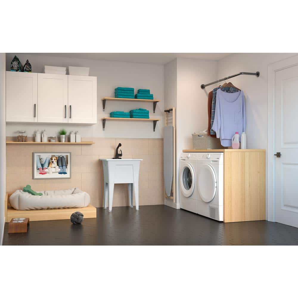RUGGED TUB 24 in. x 22 in. Granite Freestanding Utility Laundry Sink with Pullout Faucet