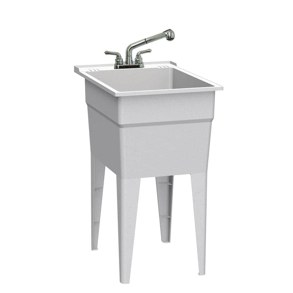 RUGGED TUB 18 in. x 24 in. Granite Freestanding Utility Laundry Sink with Pullout Faucet