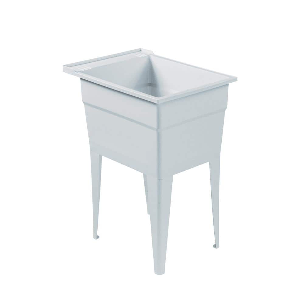 RUGGED TUB 18 in x 24 in Granite Freestanding Utility Laundry Sink with Black Pullout Faucet