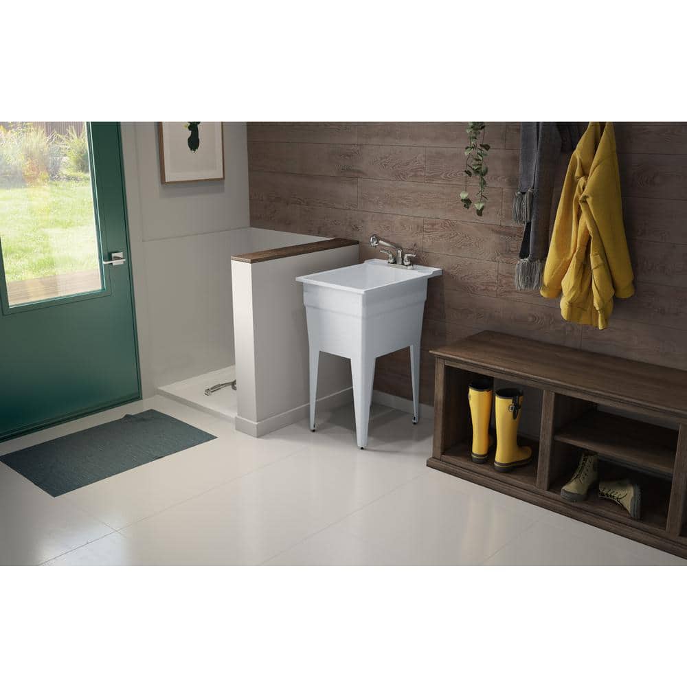 RUGGED TUB 18 in. x 24 in. Granite Freestanding Utility Laundry Sink with Pullout Faucet