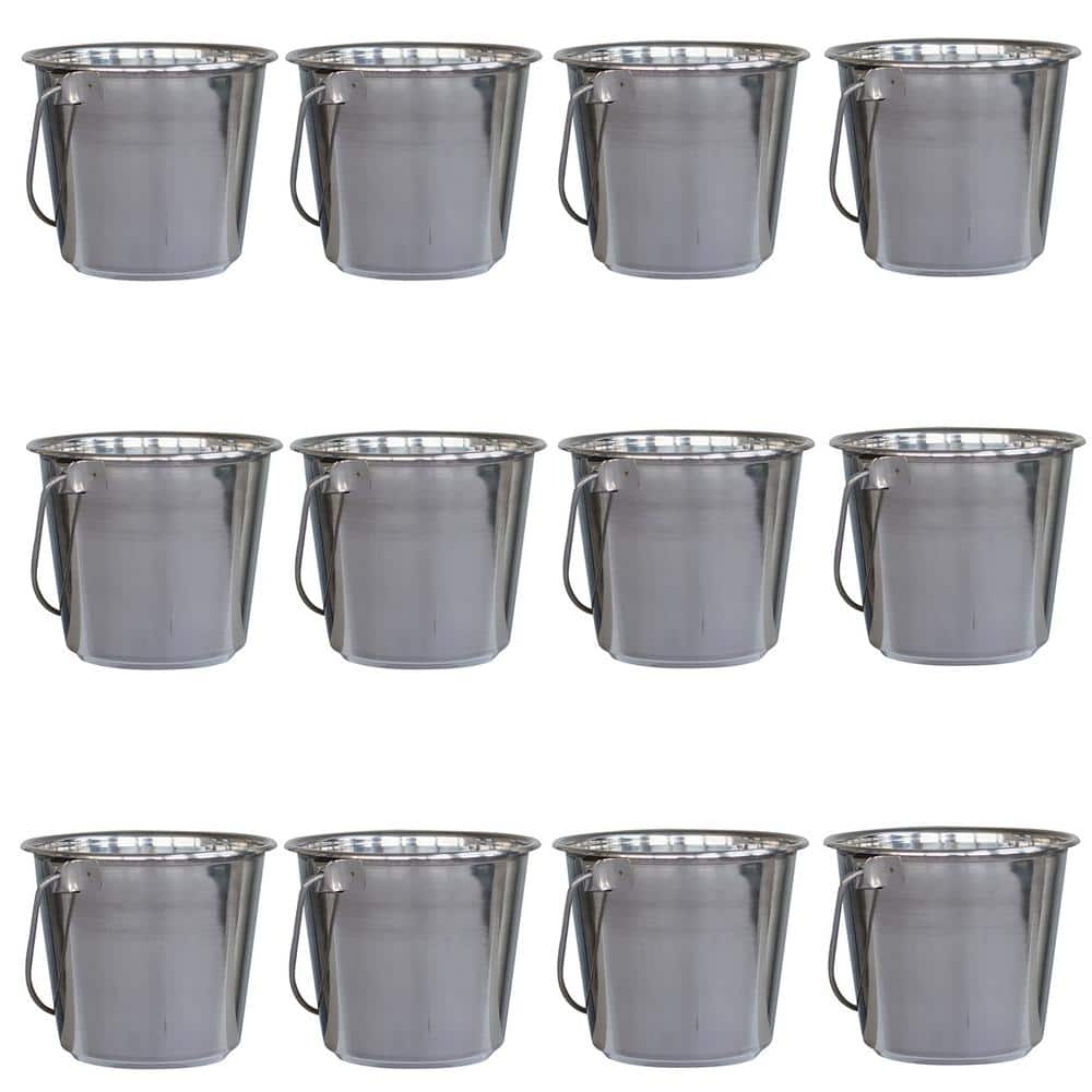 Sportsman 1 Qt. Stainless Galvanized Steel Bucket with Stainless Steel Handle (12-Pack)