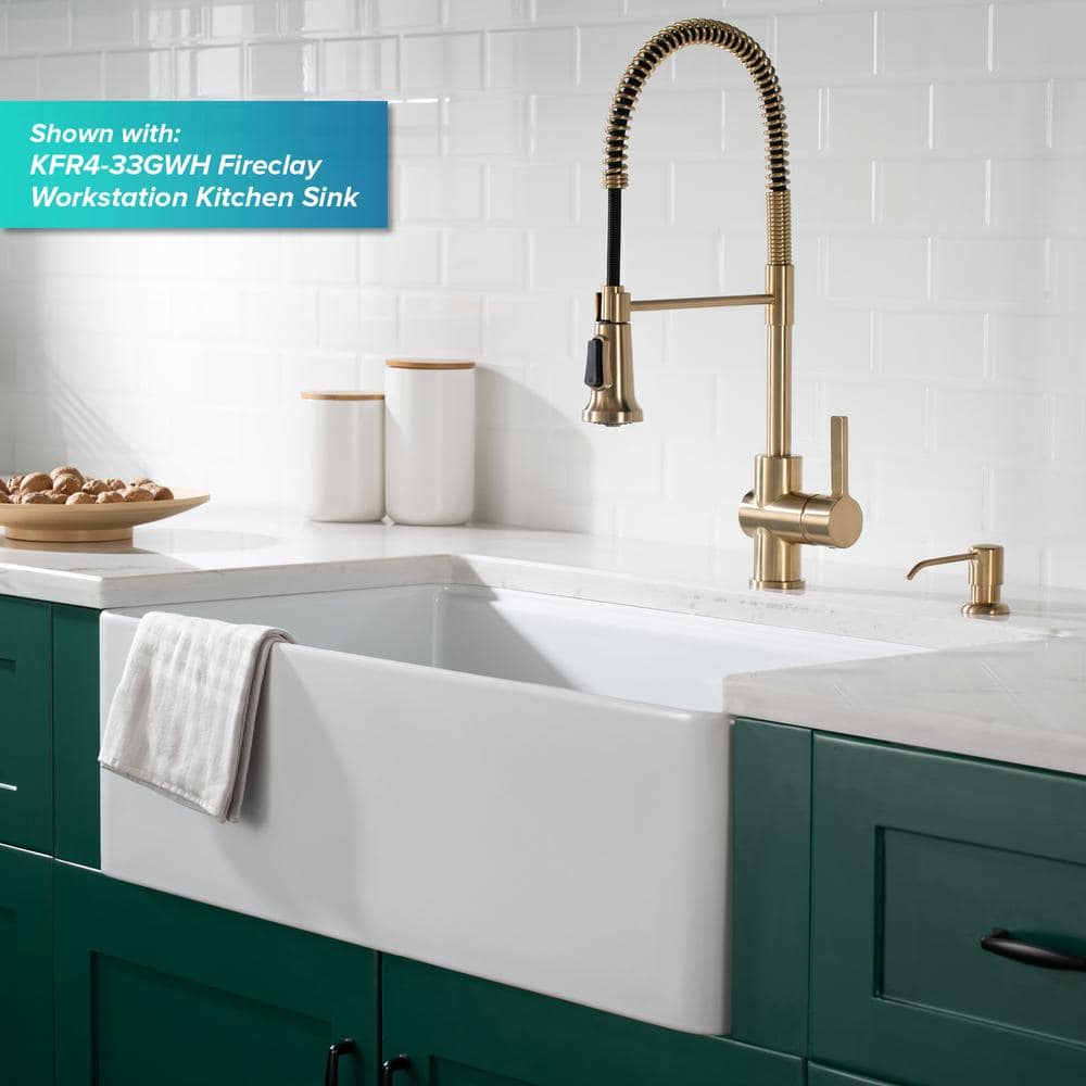 KRAUS Britt Single-Handle Spring Coil Kitchen Faucet in Spot Free Antique Champagne Bronze