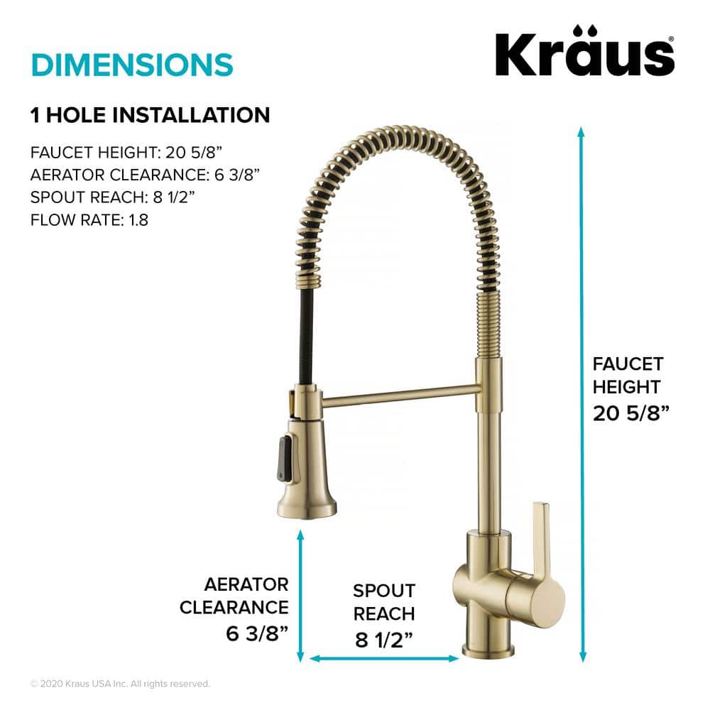 KRAUS Britt Single-Handle Spring Coil Kitchen Faucet in Spot Free Antique Champagne Bronze