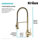 KRAUS Britt Single-Handle Spring Coil Kitchen Faucet in Spot Free Antique Champagne Bronze