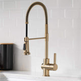 KRAUS Britt Single-Handle Spring Coil Kitchen Faucet in Spot Free Antique Champagne Bronze