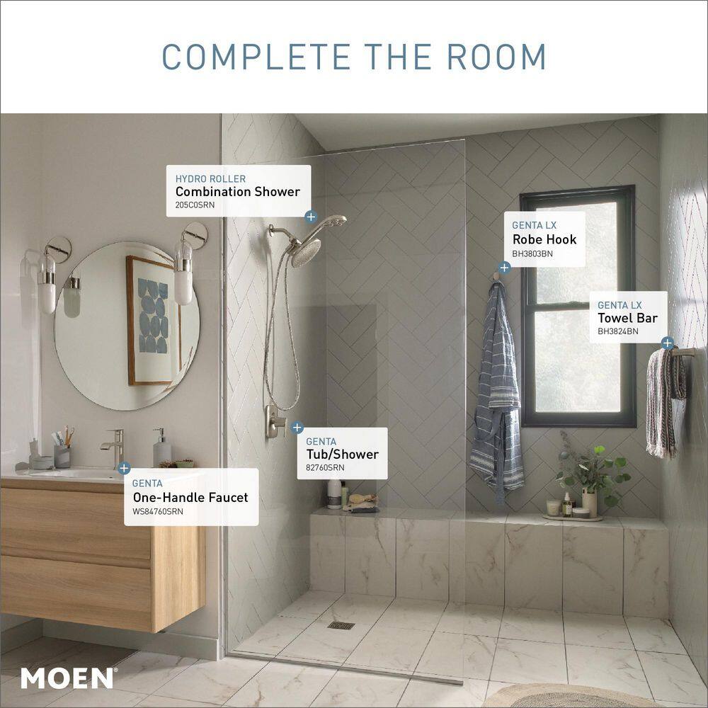 Moen HydroRoller Massage 3-Spray 7.5 in. Dual Handheld Shower Head with Body Spray, Spot Resist Brushed Nickel
