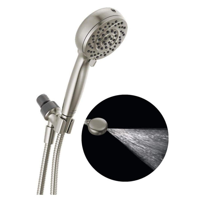 Delta Universal Showering Components ProClean 6‑Spray Handheld Shower Head, 1.75 GPM, SpotShield Brushed Nickel, 72‑in Hose