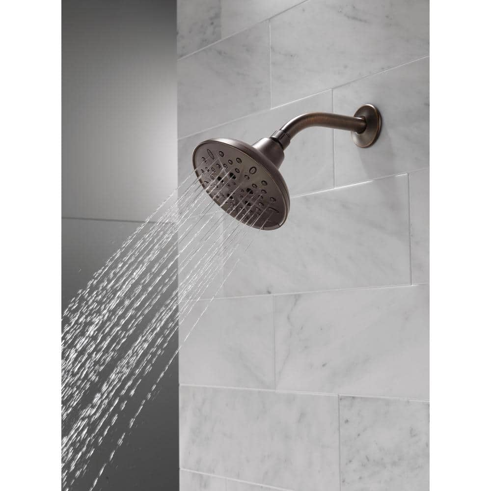Delta 5-Spray 6 in. Single Wall Mount Fixed Shower Head, SpotShield Venetian Bronze, 1.75 GPM