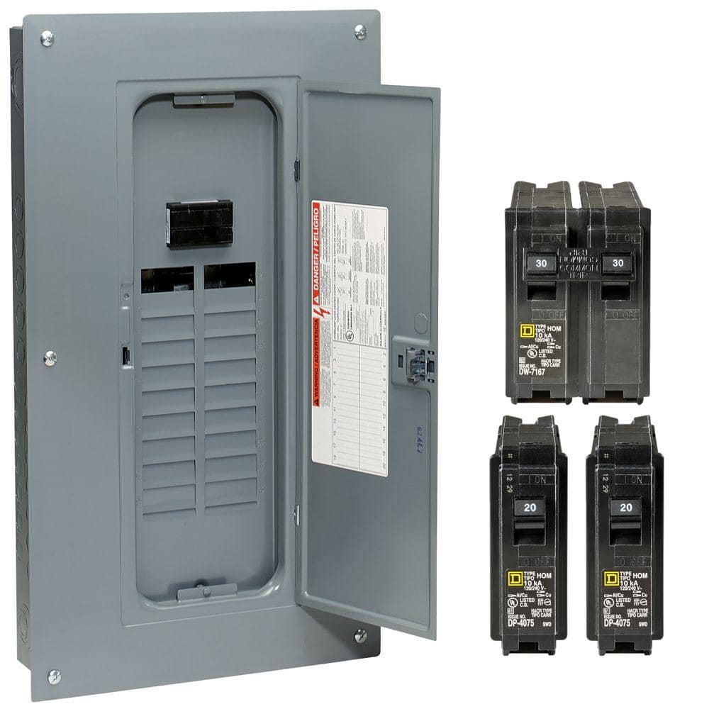 Square D Homeline Qwik-Grip 100-Amp 20-Space 40-Circuit Indoor Main Breaker Plug-On Neutral Load Center - HOM2040M100PQCVP