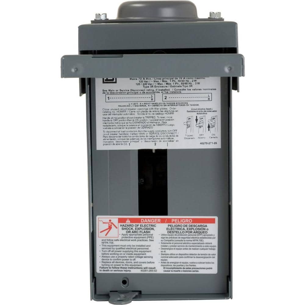 Square D Homeline 70-Amp 2-Space 4-Circuit Outdoor Main Lug Load Center - HOM24L70RBCP