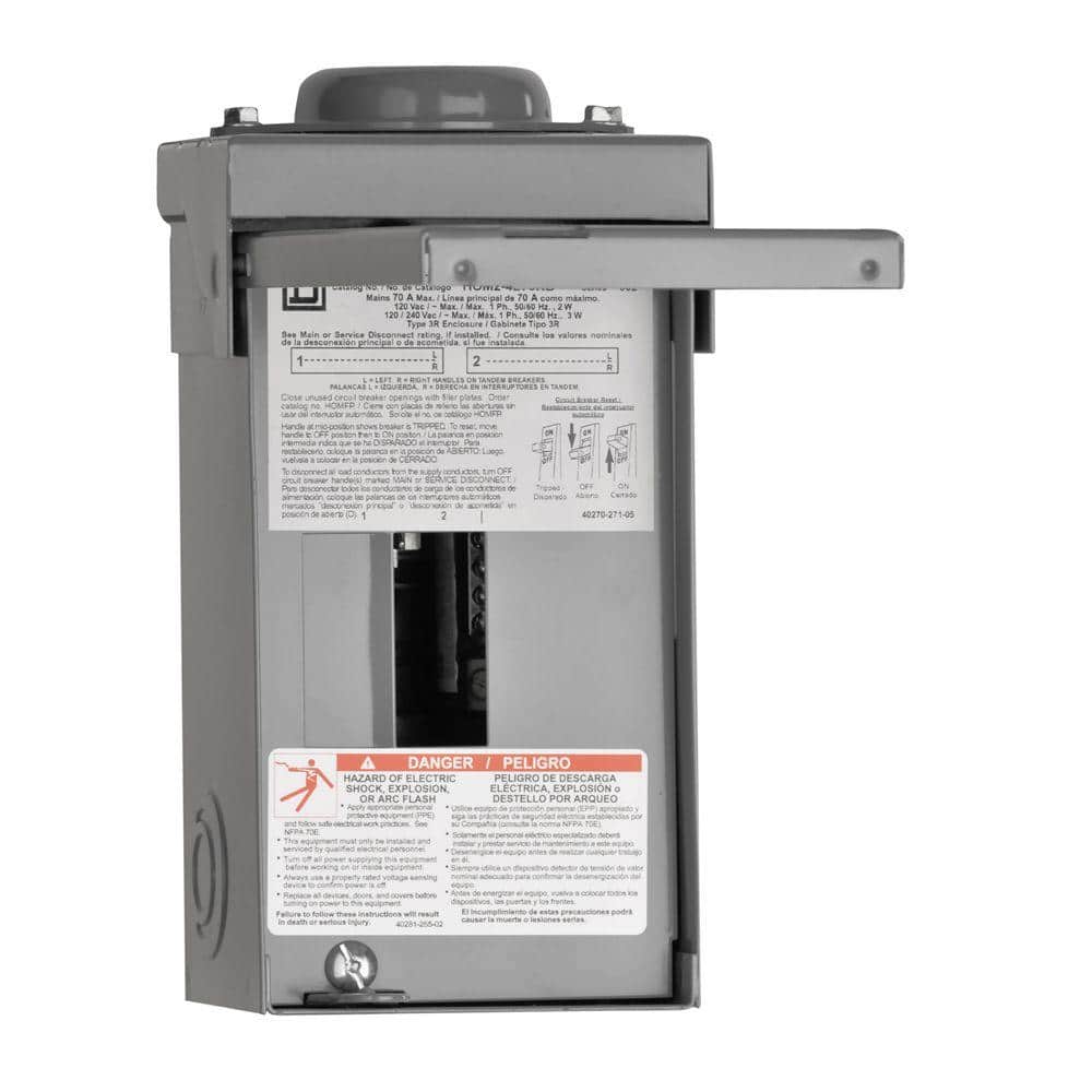 Square D Homeline 70-Amp 2-Space 4-Circuit Outdoor Main Lug Load Center - HOM24L70RBCP