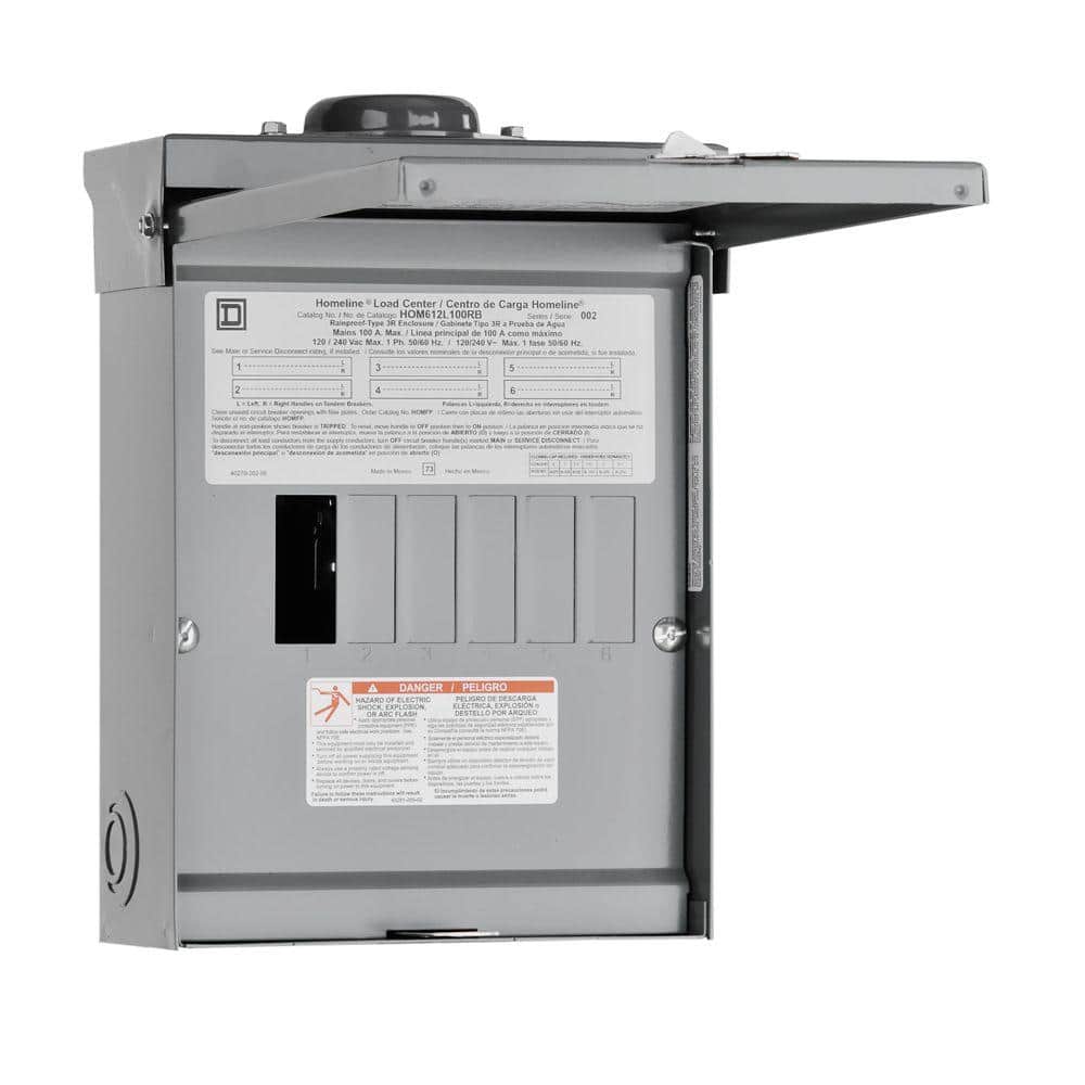 Square D Homeline 100-Amp 6-Space 12-Circuit Outdoor Main Lug Load Center - HOM612L100RBCP