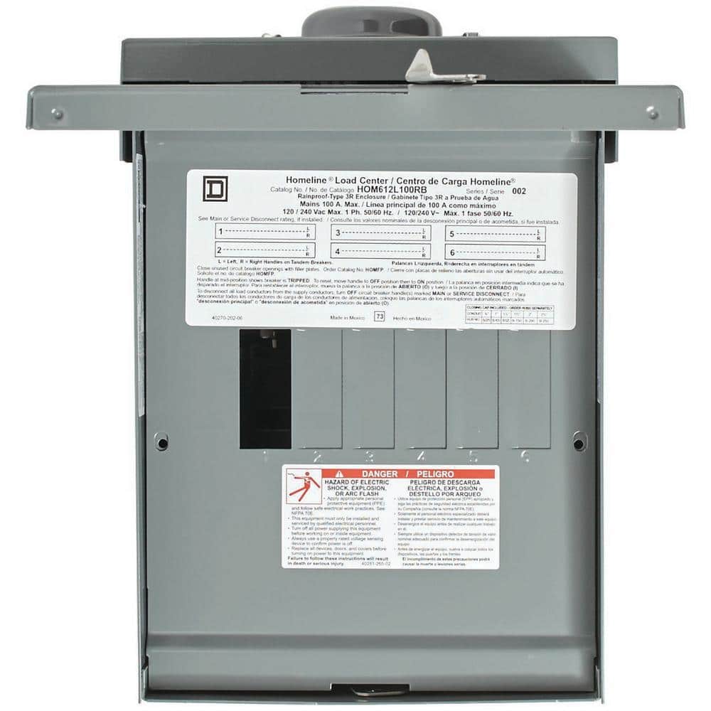 Square D Homeline 100-Amp 6-Space 12-Circuit Outdoor Main Lug Load Center - HOM612L100RBCP