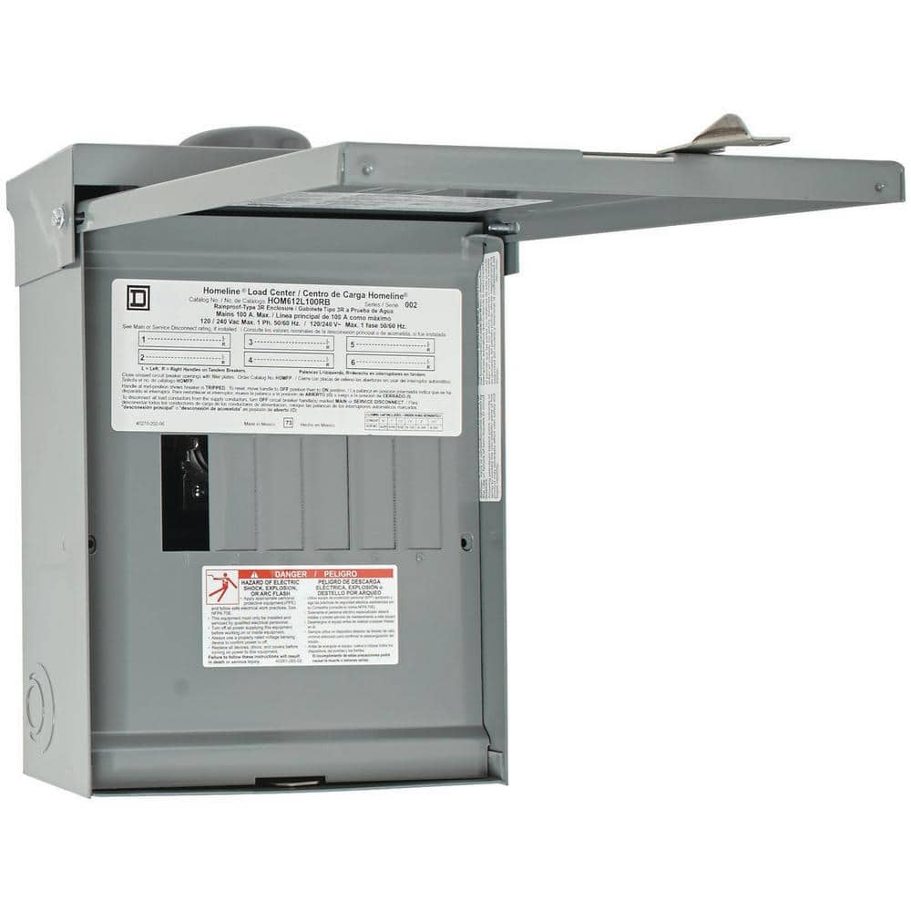 Square D Homeline 100-Amp 6-Space 12-Circuit Outdoor Main Lug Load Center - HOM612L100RBCP