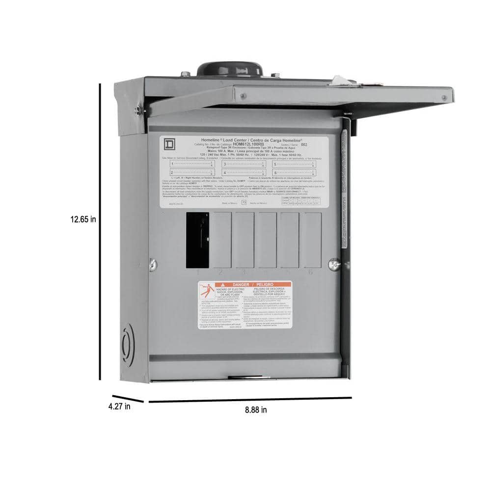 Square D Homeline 100-Amp 6-Space 12-Circuit Outdoor Main Lug Load Center - HOM612L100RBCP