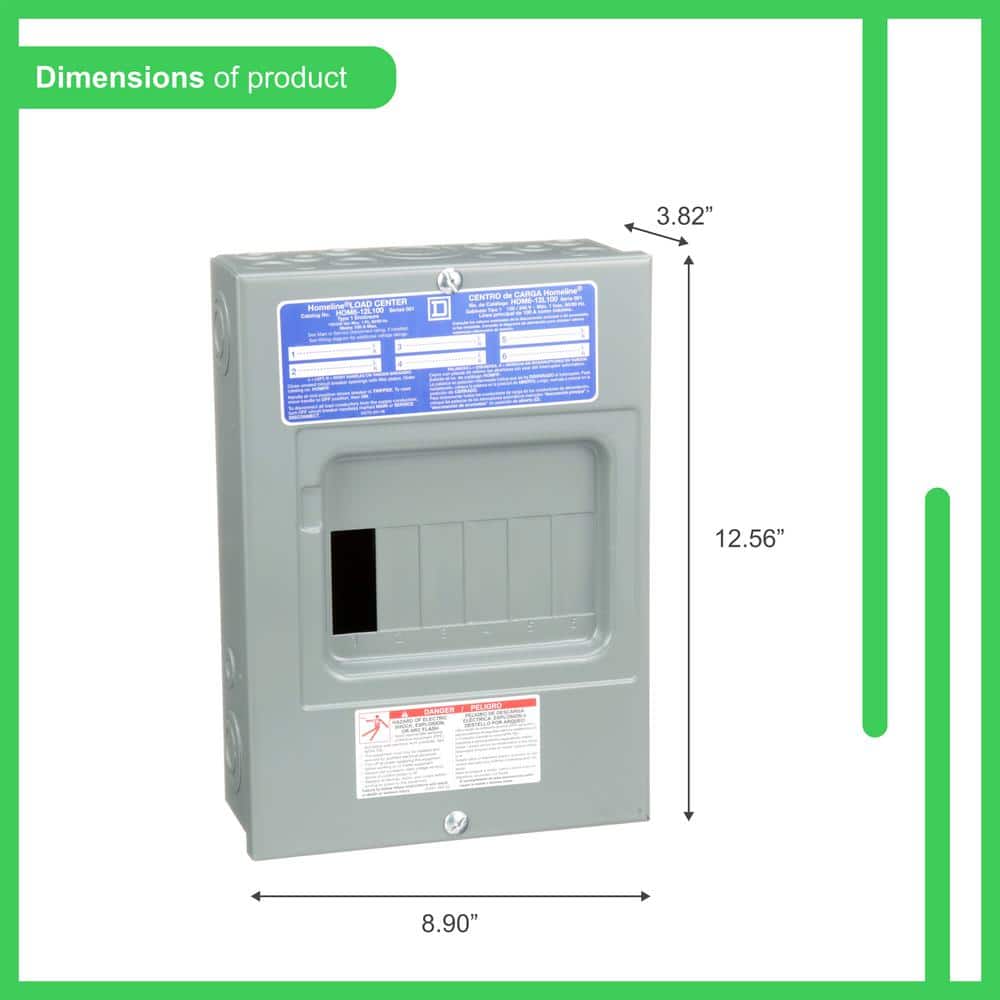 Square D Homeline 100-Amp 6-Space 12-Circuit Indoor Main Lug Load Center - HOM612L100SCP