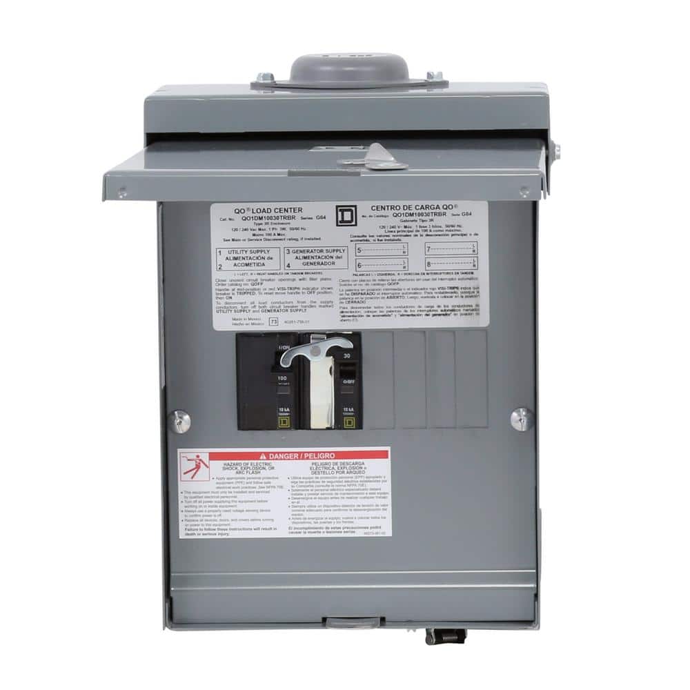 Square D QO 30-Amp 4-Space 8-Circuit Generator Main Breaker Outdoor Manual Transfer Switch