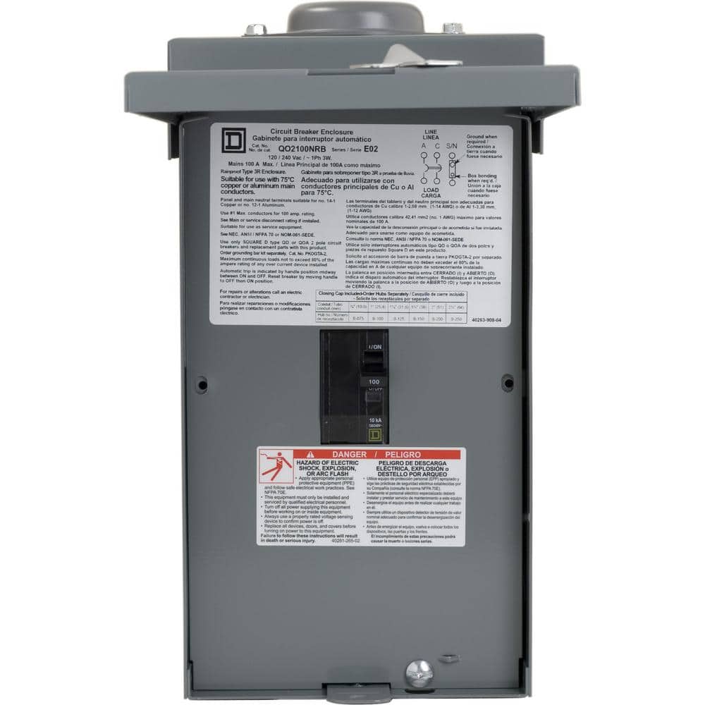 Square D QO 100 Amp 2-Pole Outdoor Circuit Breaker Enclosure with QO2100 Breaker Included