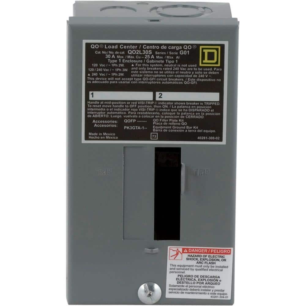 Square D Square D QO Only 30-Amp 2-Space 2-Circuit Indoor Main Lug Load Center - QO2L30SCP