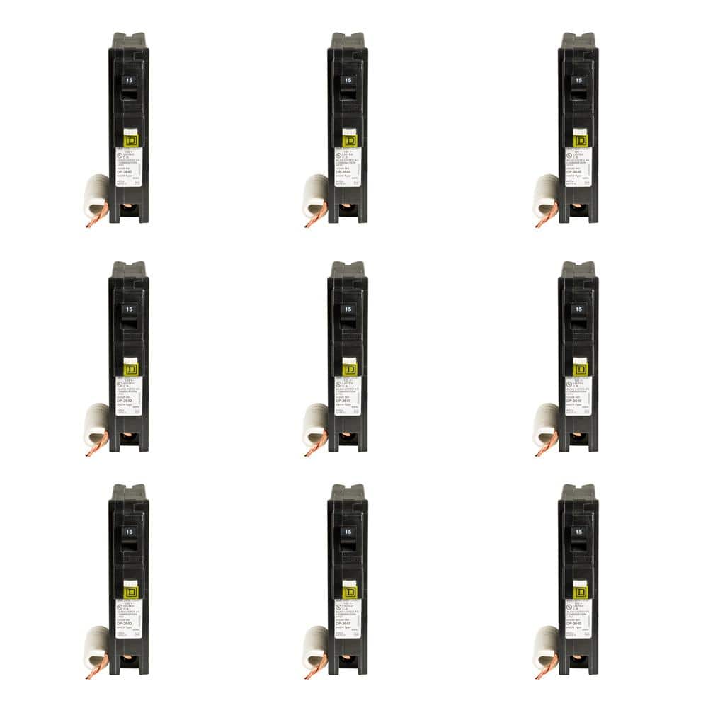 Square D Homeline 15 Amp Single-Pole Combination Arc Fault Circuit Breaker (9-pack)