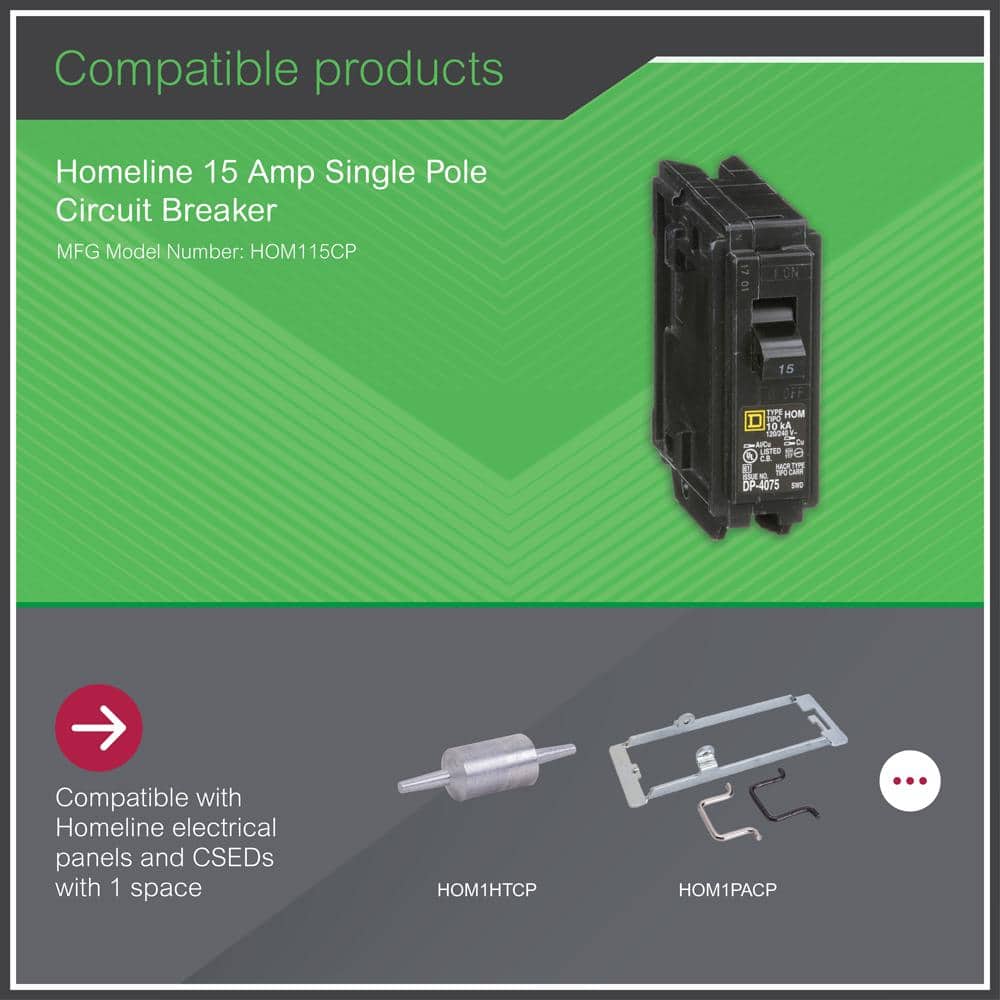 Square D Homeline 15 Amp Single-Pole Circuit Breaker(HOM115CP)