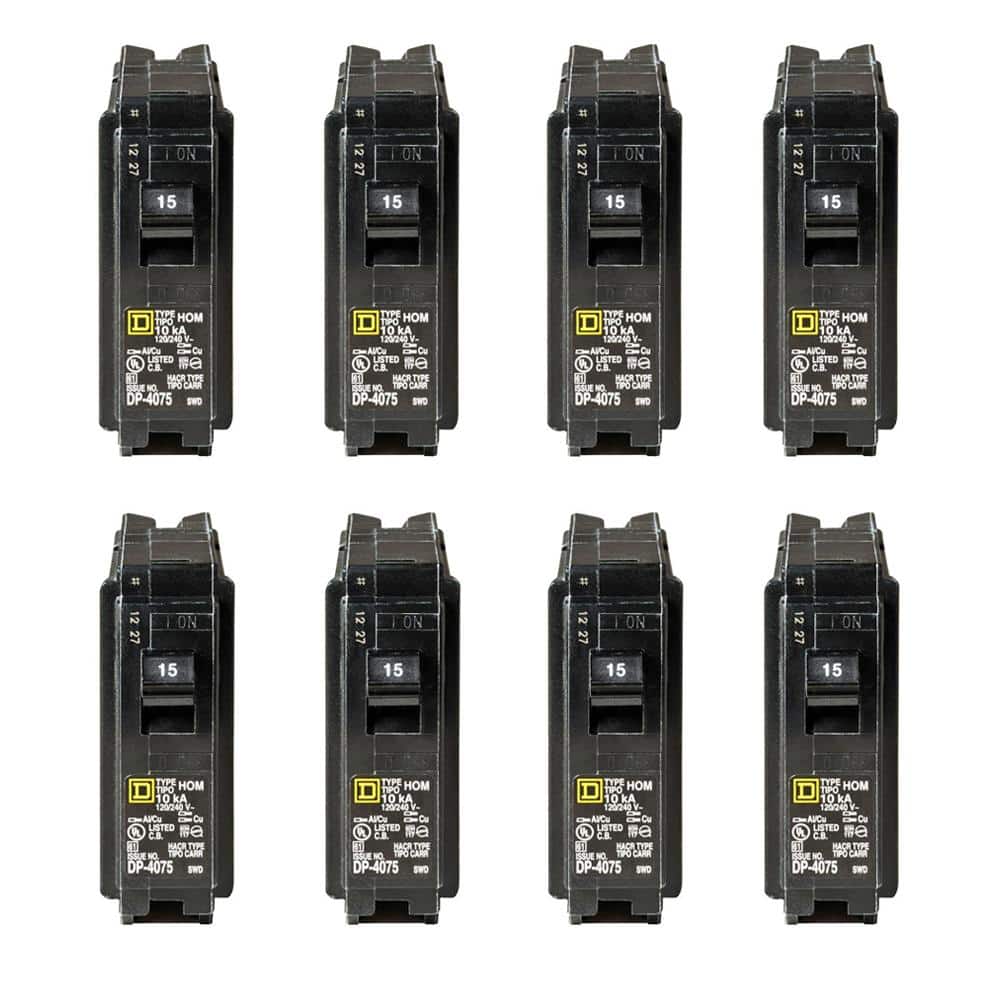 Square D Homeline 15 Amp Single-Pole Circuit Breaker (8-Pack)