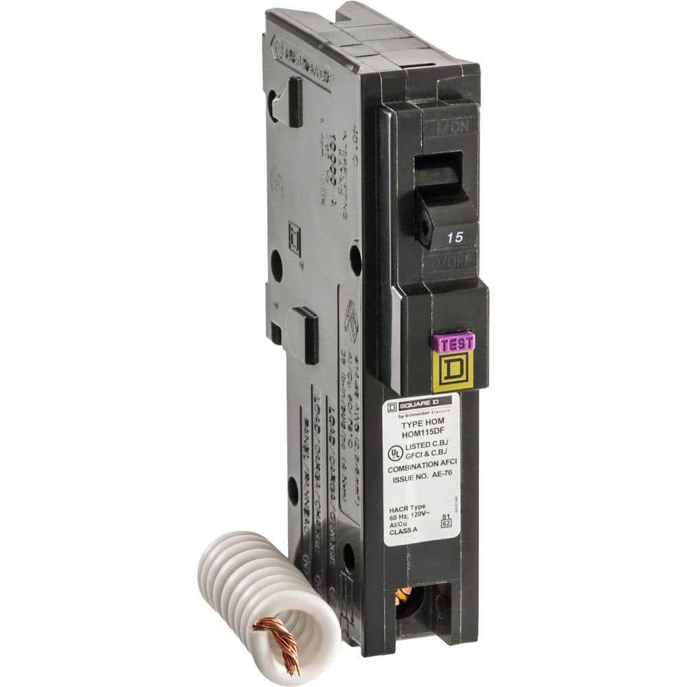 Square D Homeline 15 Amp Single-Pole Dual Function CAFCI/GFCI Circuit Breaker (HOM115DFC)