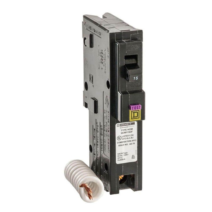 Square D Homeline 15 Amp Single-Pole Dual Function (CAFCI and GFCI) Circuit Breaker (6-Pack)