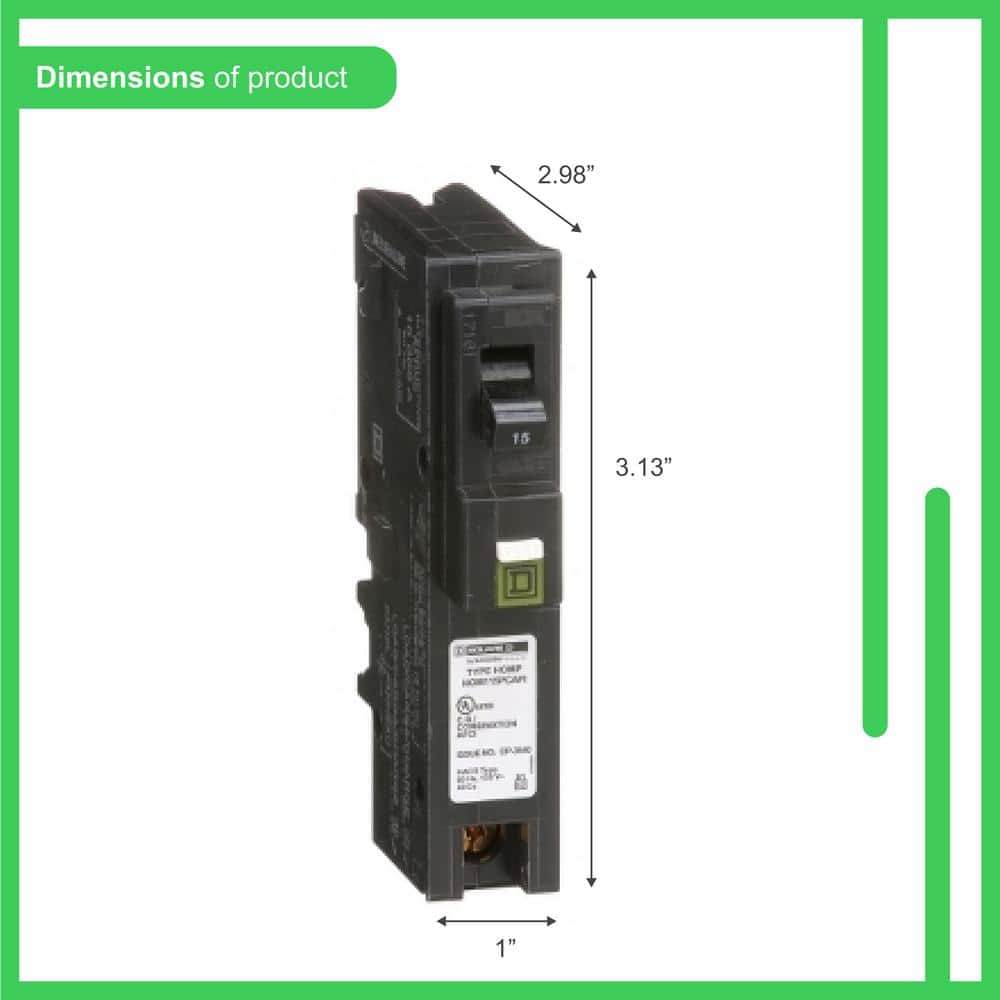 Square D Homeline 15 Amp Single-Pole Plug-On Neutral Combination Arc Fault Circuit Breaker(HOM115PCAFIC)